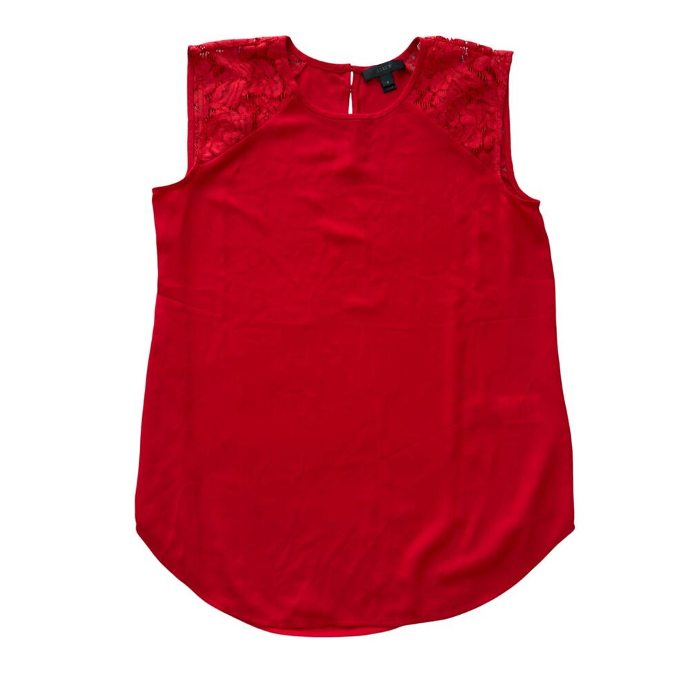 J.Crew Red Lace Shoulder Sleeveless Blouse Top Size 0